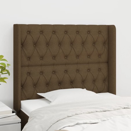 vidaXL Testiera ad Orecchio Marrone Scuro 93x16x118/128 cm in Tessuto