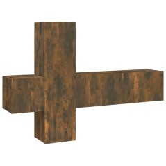 vidaXL Set Mobili Porta TV 3 pz Rovere Fumo in Legno Multistrato