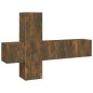 vidaXL Set Mobili Porta TV 3 pz Rovere Fumo in Legno Multistrato vidaXL Set Mobili Porta TV 3 pz Rovere Fumo in Legno Multistrato