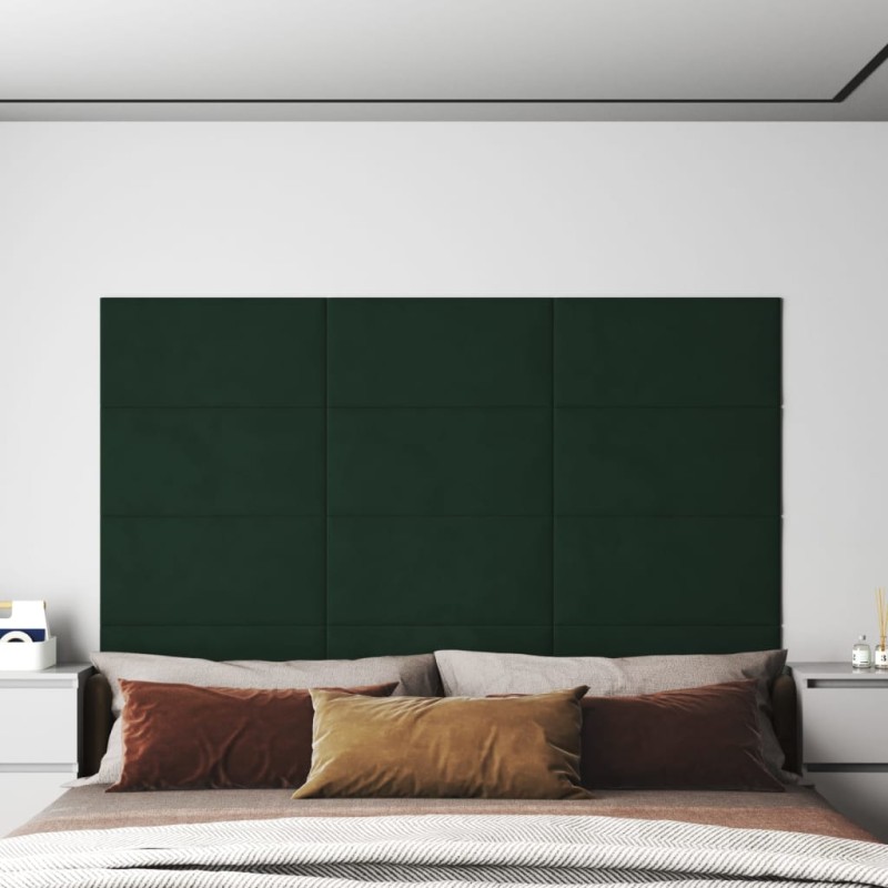 Pannelli Murali 12 pz Verde Scuro 60x30 cm in Velluto 2,16 m² Pannelli Murali 12 pz Verde Scuro 60x30 cm in Velluto 2,16 m²