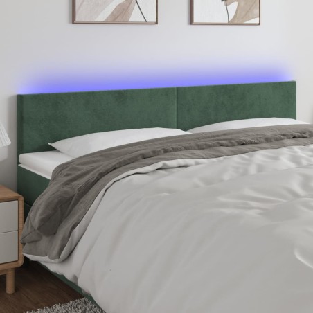 vidaXL Testiera a LED Verde Scuro 200x5x78/88 cm in Velluto