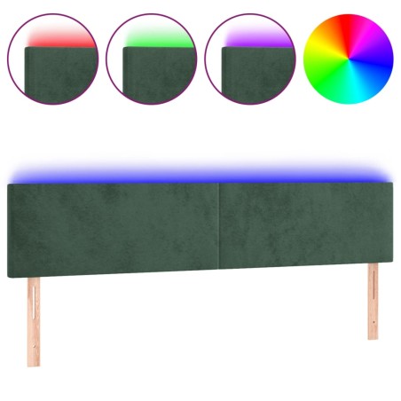 vidaXL Testiera a LED Verde Scuro 200x5x78/88 cm in Velluto