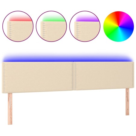 vidaXL Testiera a LED Crema 160x5x78/88 cm in Tessuto