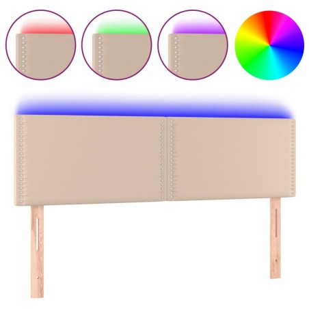 vidaXL Testiera Cappuccino a LED 144x5x78/88 cm in Similpelle