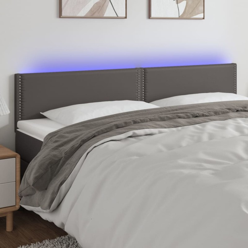 vidaXL Testiera a LED Grigio 200x5x78/88 cm in Similpelle vidaXL Testiera a LED Grigio 200x5x78/88 cm in Similpelle
