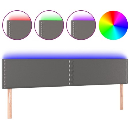 vidaXL Testiera a LED Grigio 200x5x78/88 cm in Similpelle