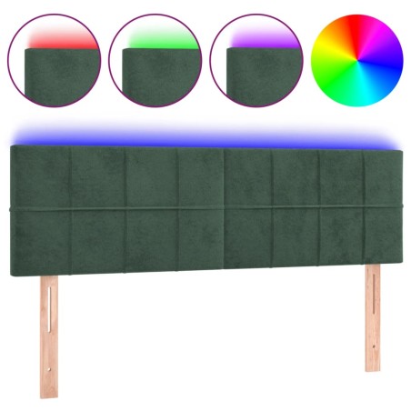 vidaXL Testiera a LED Verde Scuro 144x5x78/88 cm in Velluto