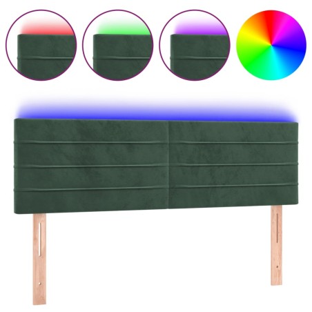 vidaXL Testiera a LED Verde Scuro 144x5x78/88 cm in Velluto