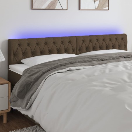 vidaXL Testiera a LED Marrone Scuro 200x7x78/88 cm in Tessuto