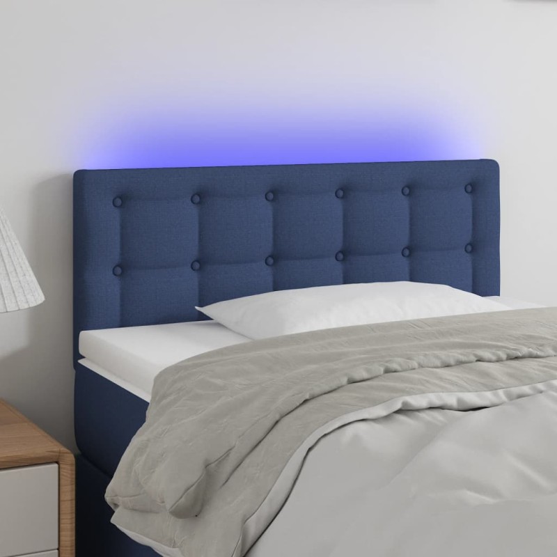 vidaXL Testiera a LED Blu 100x5x78/88 cm in Tessuto