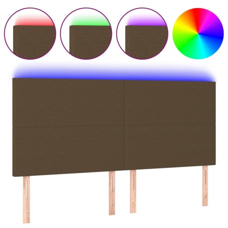 vidaXL Testiera a LED Marrone Scuro 160x5x118/128 cm in Tessuto