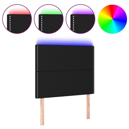 vidaXL Testiera a LED Nera 80x5x118/128 cm in Tessuto