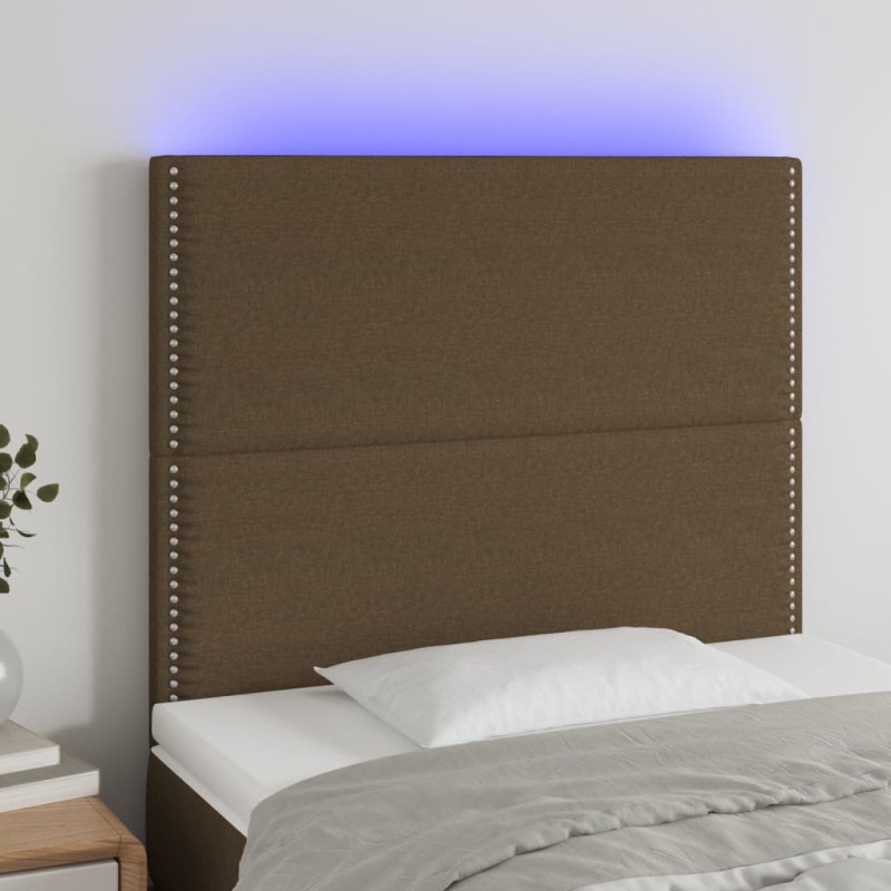 vidaXL Testiera a LED Marrone Scuro 90x5x118/128 cm in Tessuto vidaXL Testiera a LED Marrone Scuro 90x5x118/128 cm in Tessuto