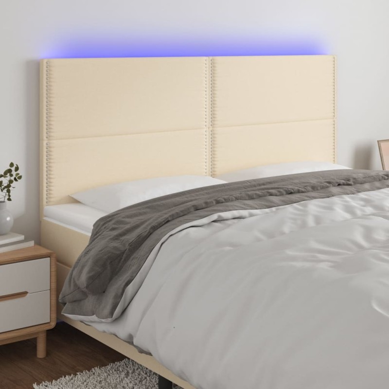 vidaXL Testiera a LED Crema 160x5x118/128 cm in Tessuto
