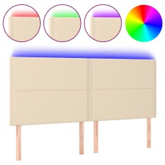 vidaXL Testiera a LED Crema 160x5x118/128 cm in Tessuto