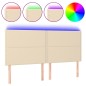 vidaXL Testiera a LED Crema 160x5x118/128 cm in Tessuto