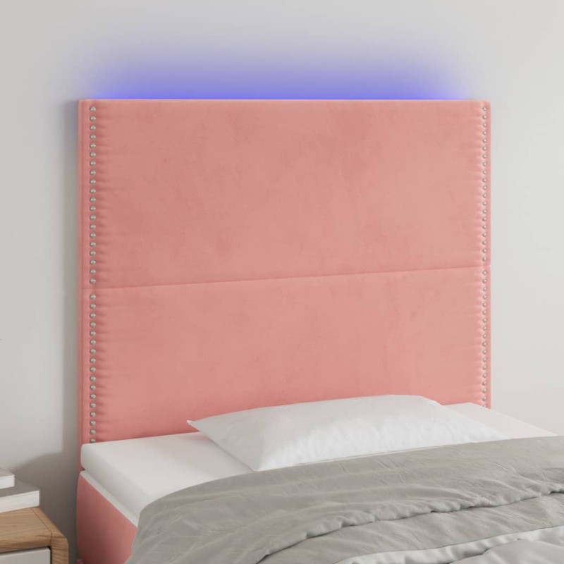 vidaXL Testiera a LED Rosa 100x5x118/128 cm in Velluto vidaXL Testiera a LED Rosa 100x5x118/128 cm in Velluto