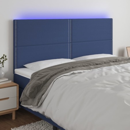 vidaXL Testiera a LED blu 200x5x118/128cm in Tessuto