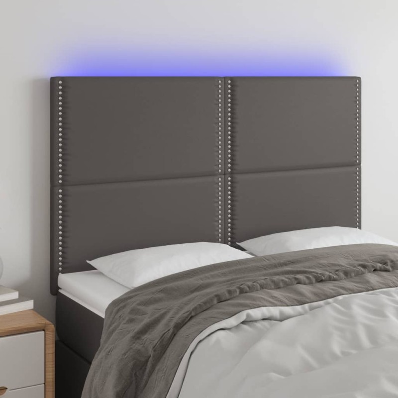 vidaXL Testiera a LED Grigio 144x5x118/128 cm in Similpelle vidaXL Testiera a LED Grigio 144x5x118/128 cm in Similpelle