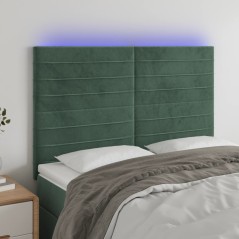 vidaXL Testiera a LED Verde Scuro 144x5x118/128cm in Velluto
