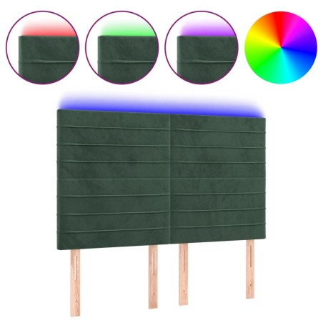 vidaXL Testiera a LED Verde Scuro 144x5x118/128cm in Velluto