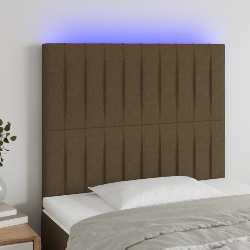 vidaXL Testiera a LED Marrone Scuro 100x5x118/128 cm in Tessuto vidaXL Testiera a LED Marrone Scuro 100x5x118/128 cm in Tessuto