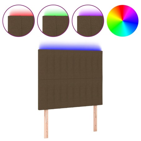 vidaXL Testiera a LED Marrone Scuro 100x5x118/128 cm in Tessuto