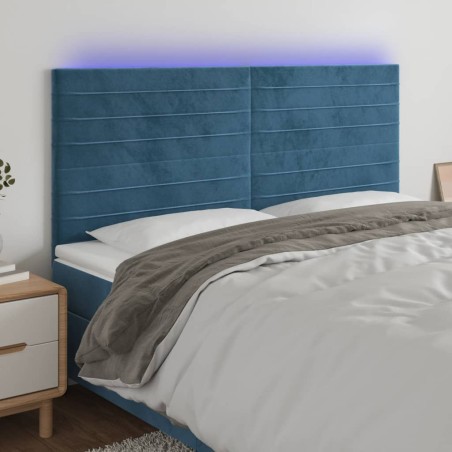 vidaXL Testiera a LED Blu Scuro 160x5x118/128 cm in Velluto