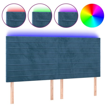 vidaXL Testiera a LED Blu Scuro 160x5x118/128 cm in Velluto