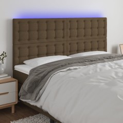 vidaXL Testiera a LED Marrone Scuro 180x5x118/128 cm in Tessuto