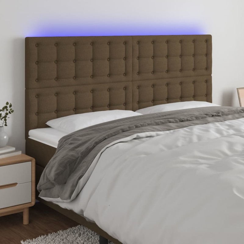 vidaXL Testiera a LED Marrone Scuro 180x5x118/128 cm in Tessuto vidaXL Testiera a LED Marrone Scuro 180x5x118/128 cm in Tessuto
