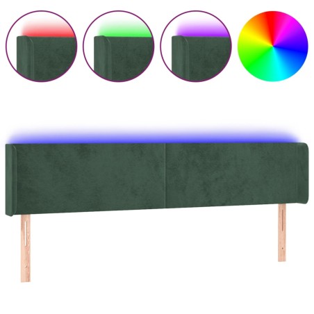 vidaXL Testiera a LED Verde Scuro 203x16x78/88 cm in Velluto