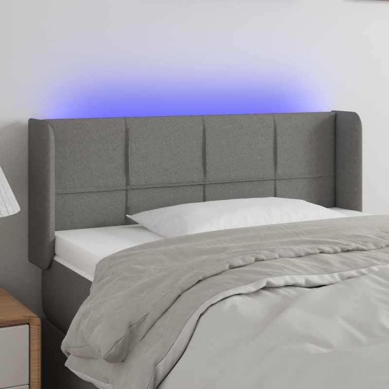 vidaXL Testiera a LED Grigio Scuro 83x16x78/88 cm in Tessuto