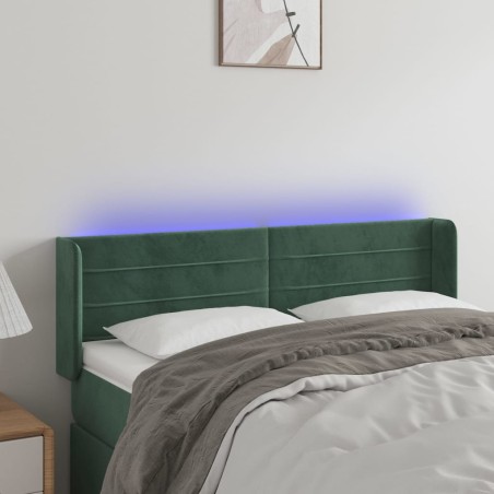 vidaXL Testiera a LED Verde Scuro 147x16x78/88 cm in Velluto