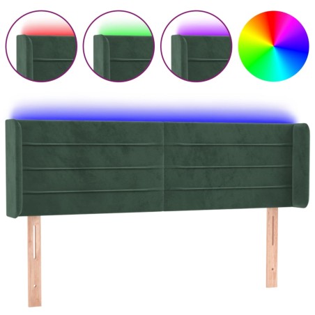 vidaXL Testiera a LED Verde Scuro 147x16x78/88 cm in Velluto