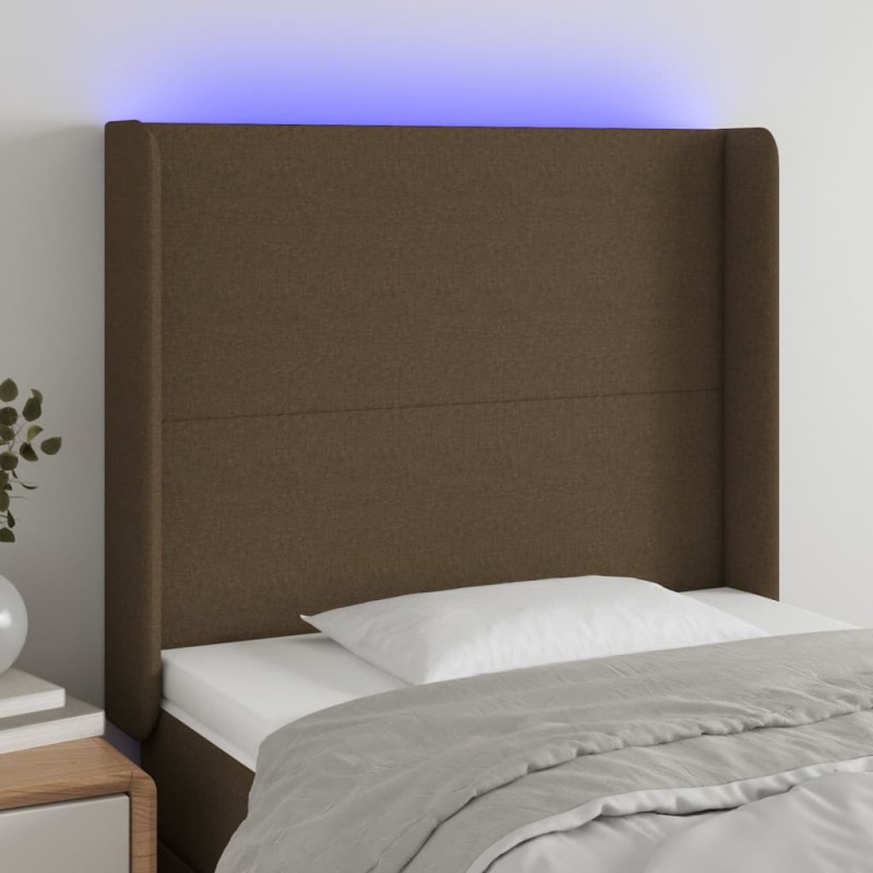 vidaXL Testiera a LED Marrone Scuro 103x16x118/128 cm in Tessuto vidaXL Testiera a LED Marrone Scuro 103x16x118/128 cm in Tessuto