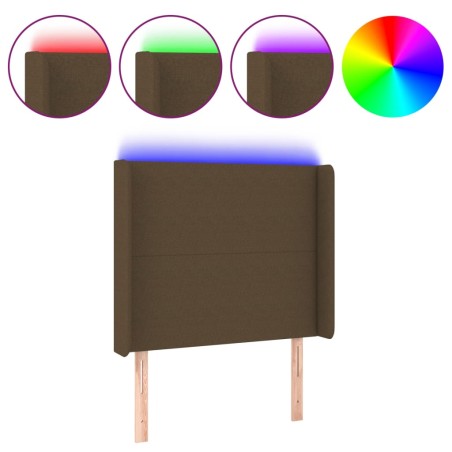 vidaXL Testiera a LED Marrone Scuro 103x16x118/128 cm in Tessuto
