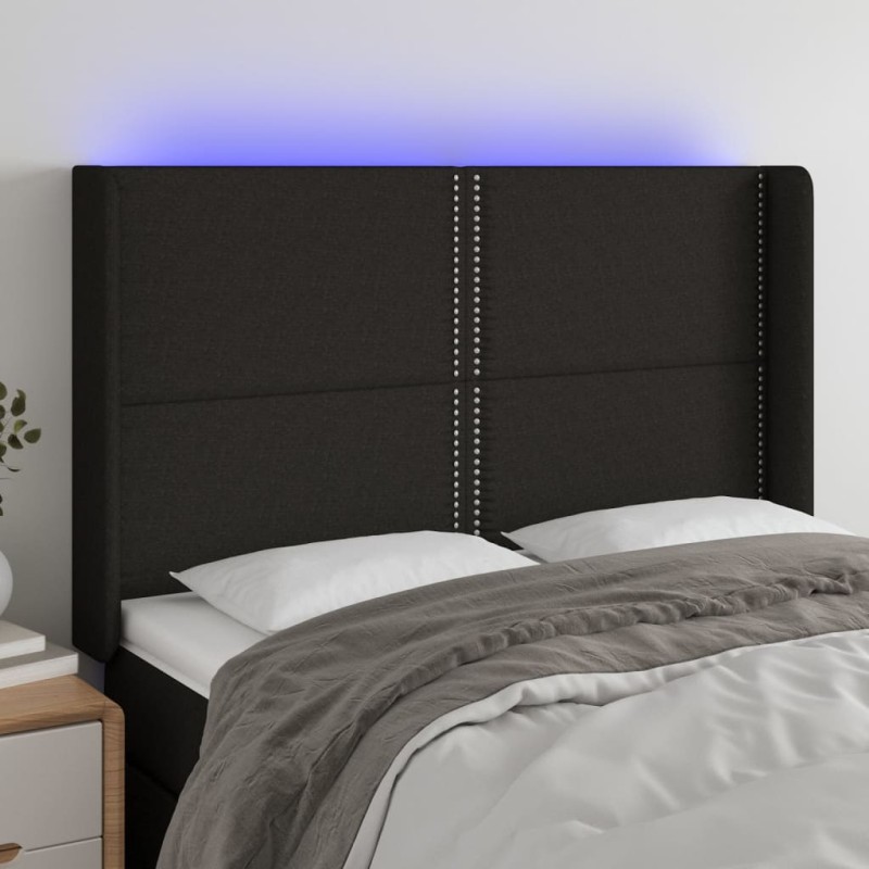 vidaXL Testiera a LED Nera 147x16x118/128 cm in Tessuto vidaXL Testiera a LED Nera 147x16x118/128 cm in Tessuto