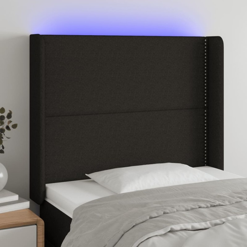 vidaXL Testiera a LED Nera 83x16x118/128 cm in Tessuto vidaXL Testiera a LED Nera 83x16x118/128 cm in Tessuto