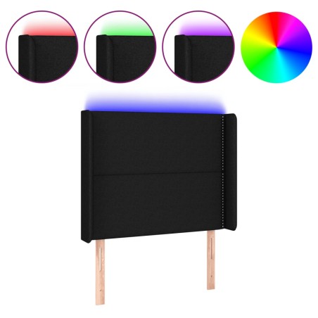 vidaXL Testiera a LED Nera 83x16x118/128 cm in Tessuto
