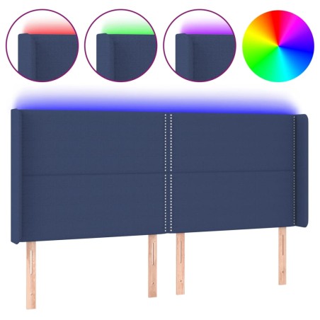 vidaXL Testiera a LED Blu 163x16x118/128 cm in Tessuto