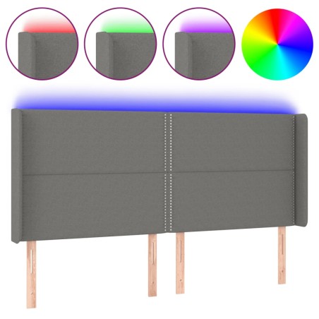 vidaXL Testiera a LED GrigioScuro 163x16x118/128cm inTessuto