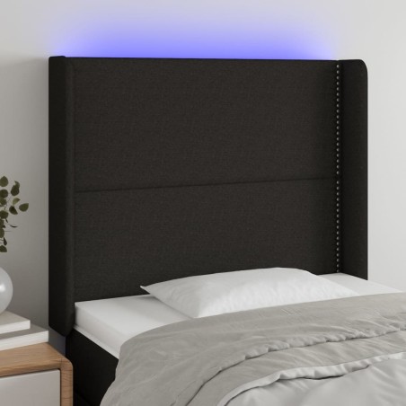 vidaXL Testiera a LED nero 93x16x118/128 cm in Tessuto
