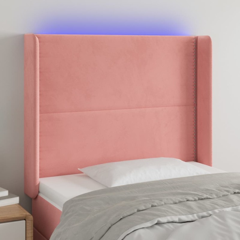 vidaXL Testiera a LED rosa 83x16x118/128 cm in Velluto vidaXL Testiera a LED rosa 83x16x118/128 cm in Velluto