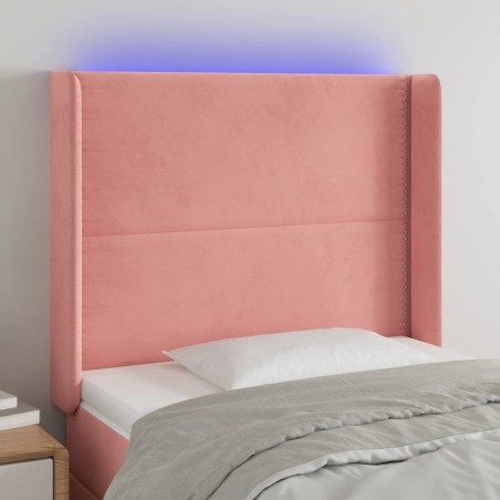 vidaXL Testiera a LED rosa 103x16x118/128 cm in Velluto