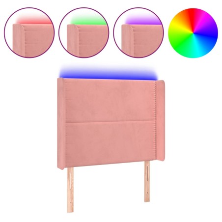 vidaXL Testiera a LED rosa 103x16x118/128 cm in Velluto