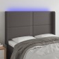vidaXL Testiera a LED Grigio 147x16x118/128cm in Similpelle