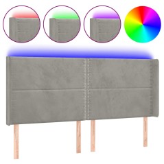 vidaXL Testiera a LED Grigio Chiaro 163x16x118/128 cm in Velluto