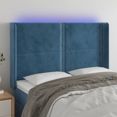 vidaXL Testiera a LED Blu Scuro 147x16x118/128 cm in Velluto