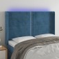 vidaXL Testiera a LED Blu Scuro 147x16x118/128 cm in Velluto